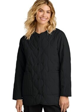 Mercer+Mettle Womens Quilted Snap Down Liner Jacket - Deep Black